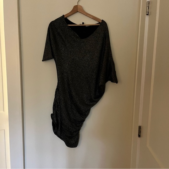 silver metallic shimmery asymmetrical dress - Picture 1 of 7